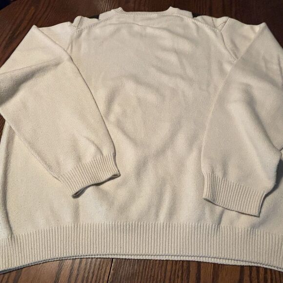 Brooks Brothers Sweater Men's L Cream/Green Argyle V Neck Golf Cotton Cashmere - Picture 6 of 11